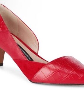 French Connection Red Pointed Low Heel Pump